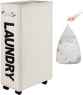 DOKEHOM 29-Inches Enlarged Slim Laundry Basket with Removable Wash Bag on Wheels, Collapsible