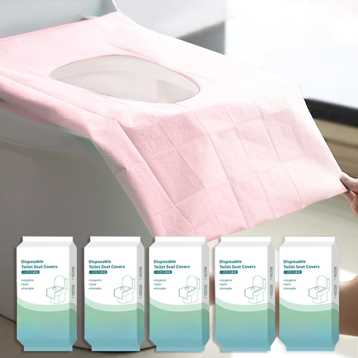 50 Pack Toilet Seat Covers Disposable 16x24 Inch XL Portable Toilet Liners Travel Seat Cover for