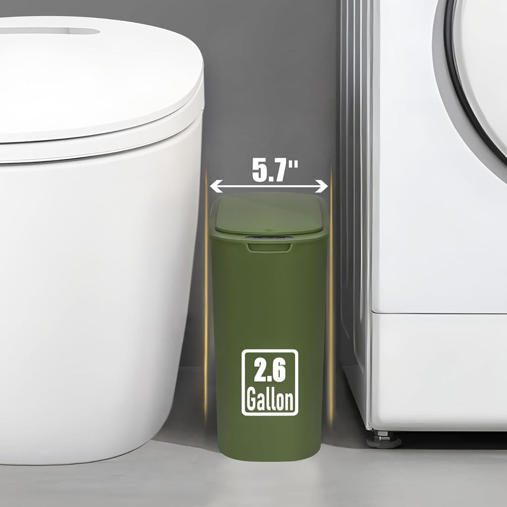 Automatic Motion Sensor Bathroom Trash Can with Lid, 2.6 Gallon Touchless Trash Bin, Smart Garbage