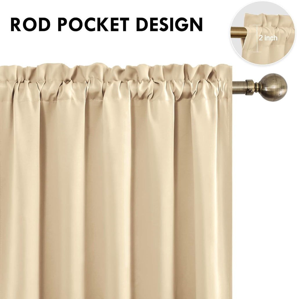 DWCN Blackout Curtains for Bedroom – Rod Pocket Thermal Insulated Noise Reducing Noise Reducing