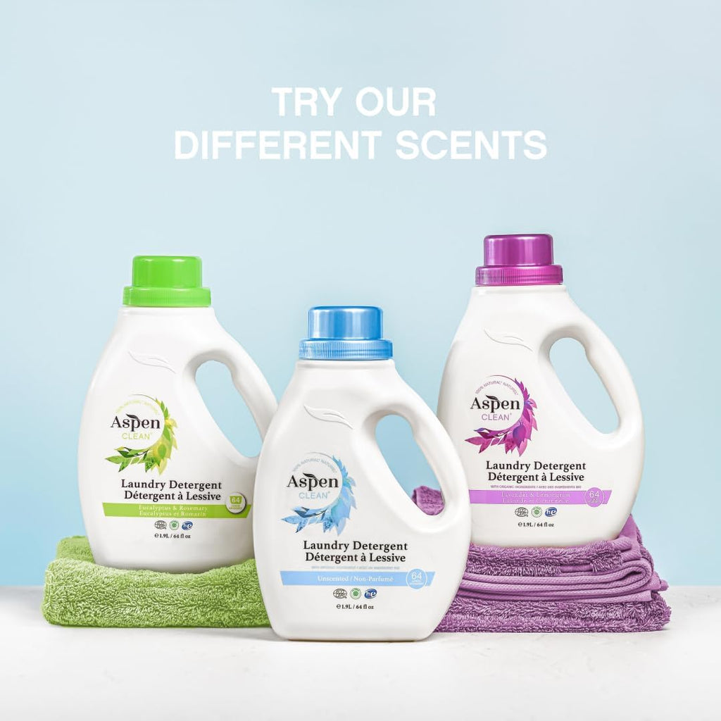 AspenClean Natural Laundry Detergent Lavender & Lemongrass - 100% Natural, Organic, HE Liquid