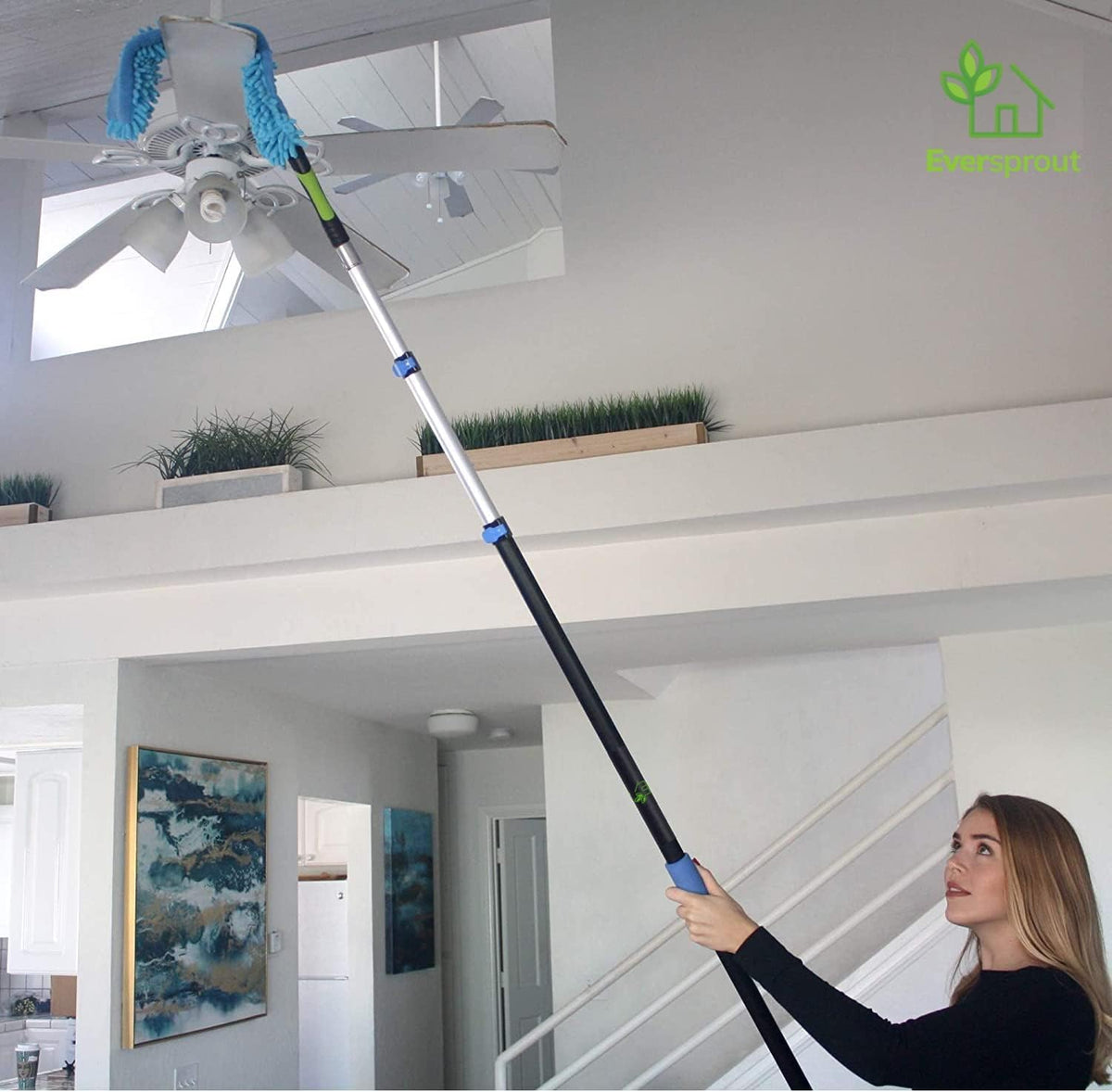 EVERSPROUT 20+ Foot High Reach Flexible Microfiber Ceiling & Fan Duster | Bendable to Clean Any Fan