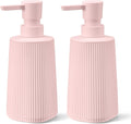 Pink 2 Pack Hand Soap Dispensers with No Rust Pump for Bathroom Kitchen or Vanity Countertops