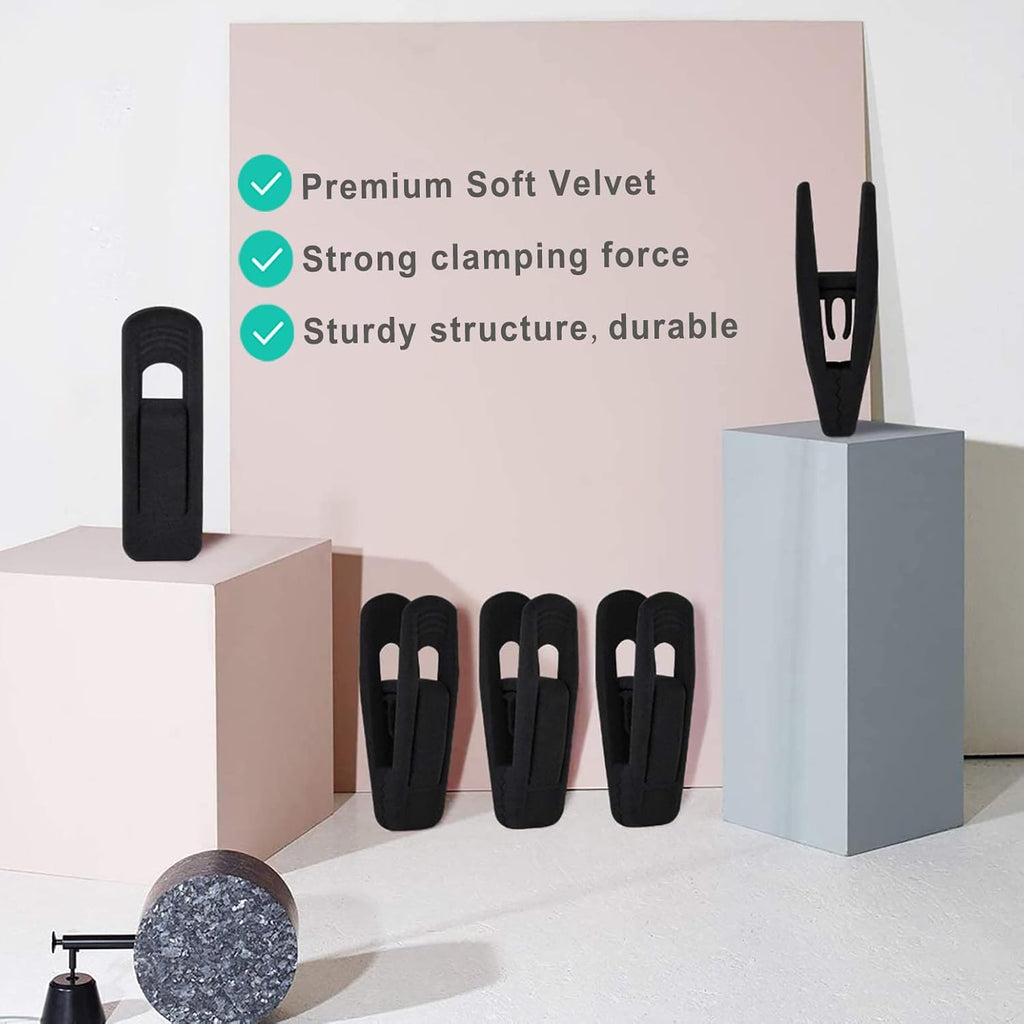 Black Velvet Hangers Clips (80-Pack), Non-Slip Strong Velvet Hangers Clips for Velvet Skirt