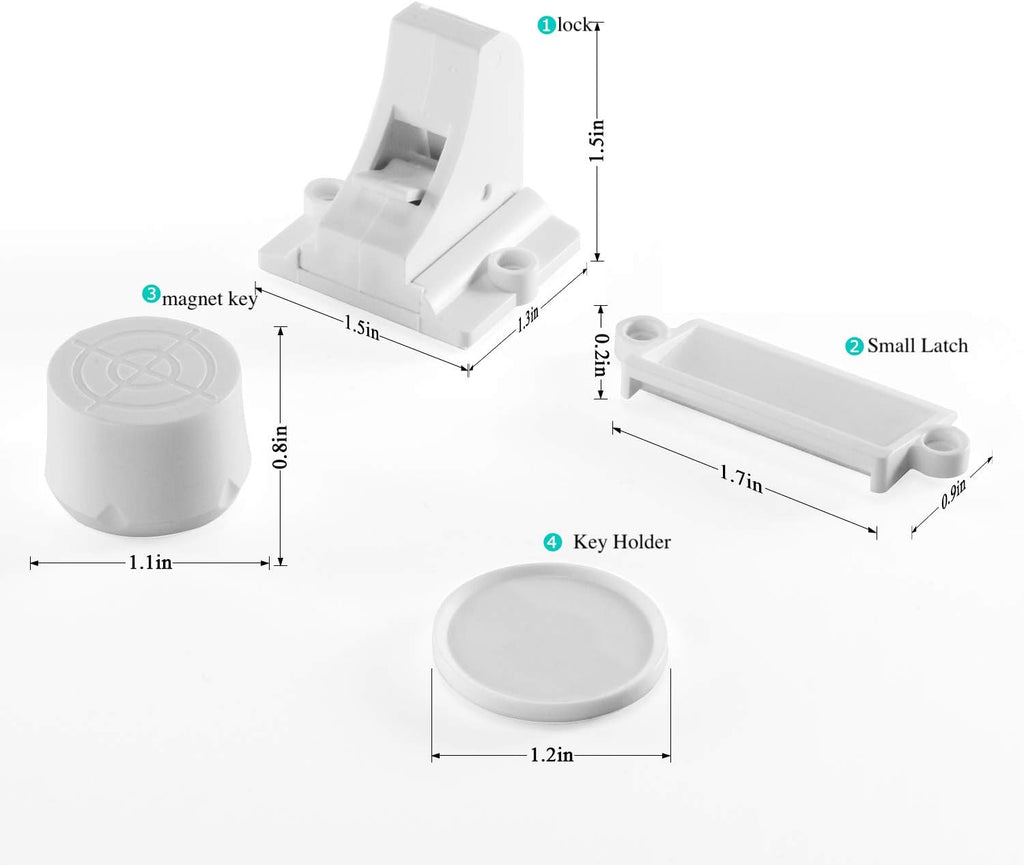 Vmaisi Adhesive Magnetic Locks for Cabinets & Drawers (32 Locks and 4 Keys)