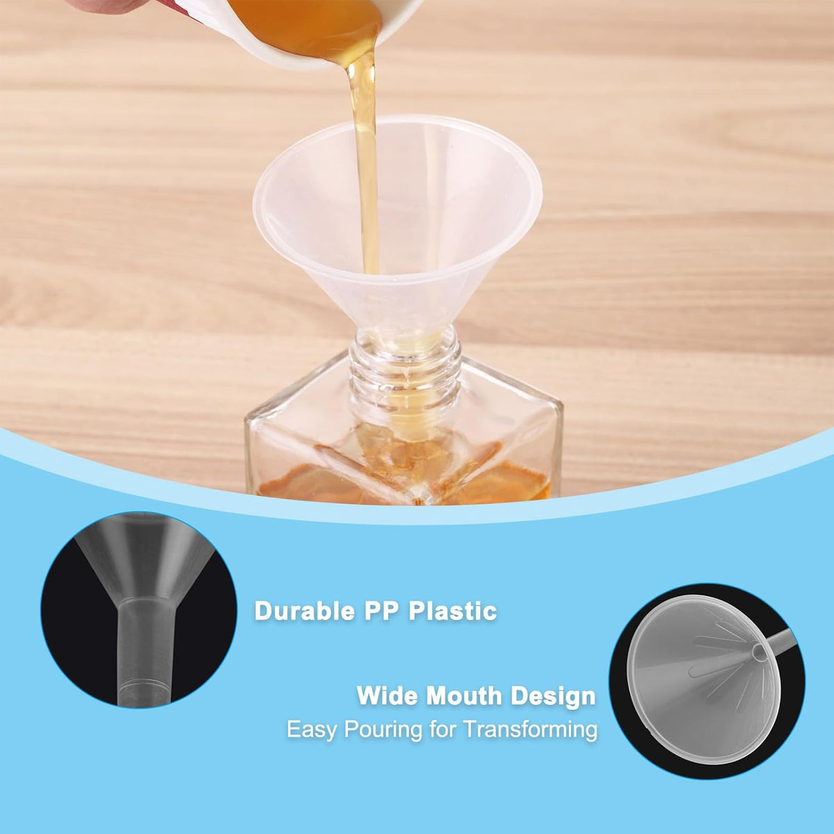 PATIKIL 3.5 Inch Clear Plastic Funnel, 8 Pcs Wide Mouth Multipurpose Transfer Funnel with Long