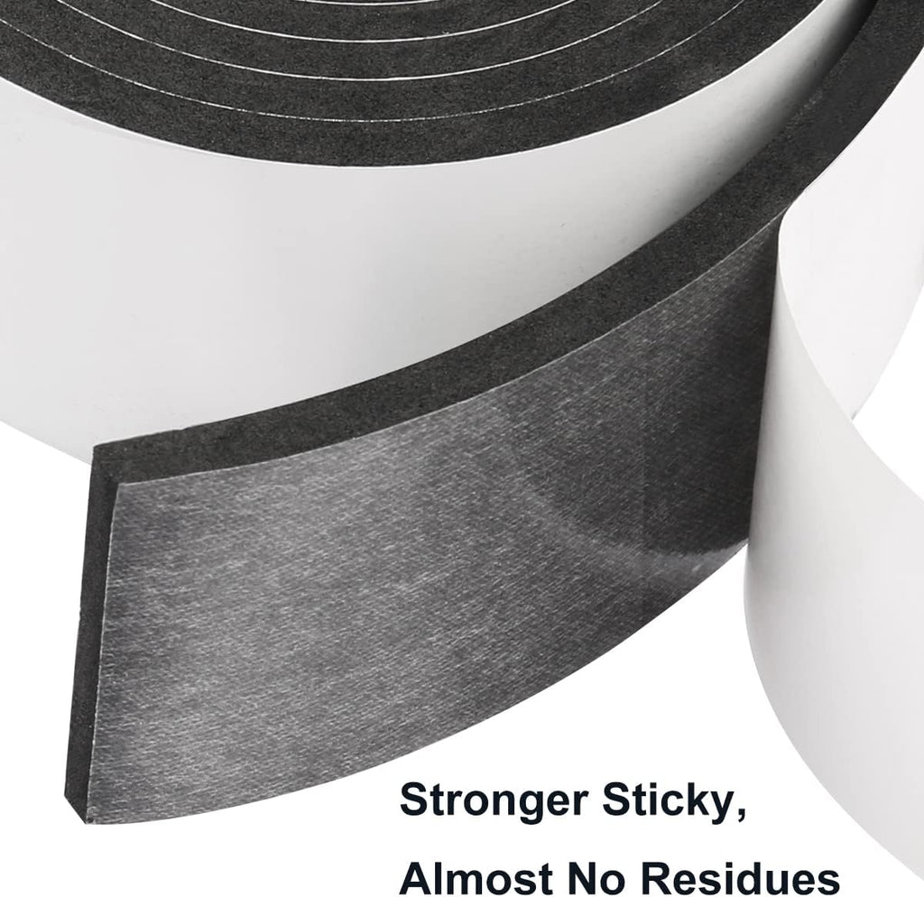 2 Rolls Seal Foam Tape, 2'' W x 1/4'' T Weather Stripping Close Cell Door Sealer, Single Sided