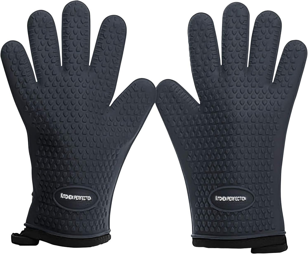 KITCHEN PERFECTION S Silicone Smoker Oven Gloves -Extreme Heat Resistant BBQ Gloves -Handle Hot