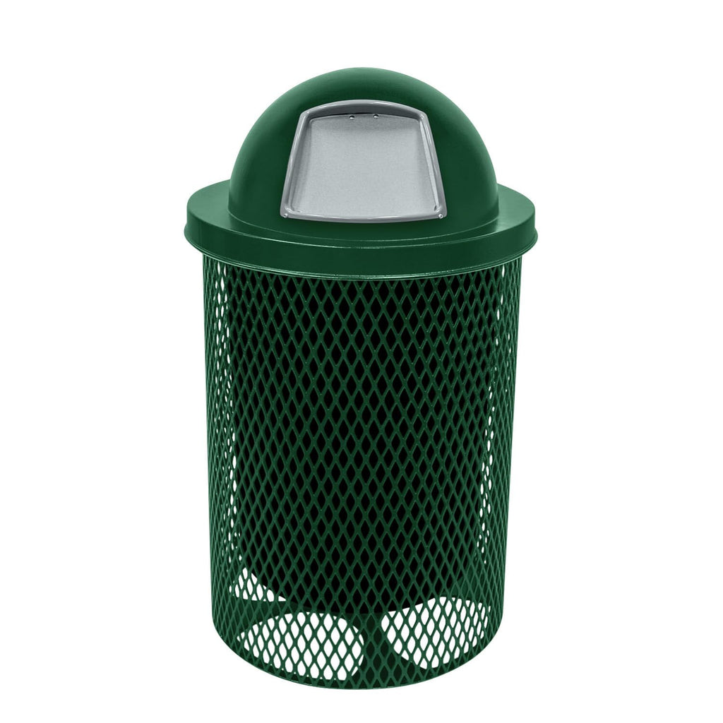 COATEDOUTDOORFURNITURE RDT-GRN Heavy Duty 32 Gallon Round Trash Receptacle, Liner Included, Green