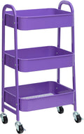 AGTEK Makeup Cart, Movable Rolling Organizer Cart, 3 Tier Metal Utility Cart with Lockable Wheels