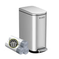 2.6 Gallon Slim Bathroom Trash Can with Soft Close Lid, 10L Stainless Steel Garbage Can with