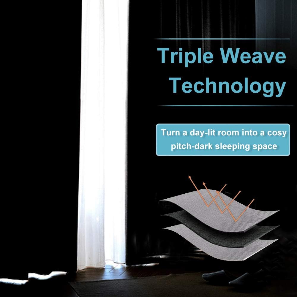 RYB HOME Blackout Curtains for Kitchen, Over Sink Privacy Curtains Window Decor, Thermal Insulating