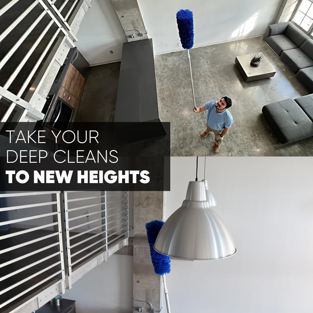 2 Pack of Microfiber Flexible Dusters with Heavy Duty Extension Pole | 8' Reach | Clean Ceiling