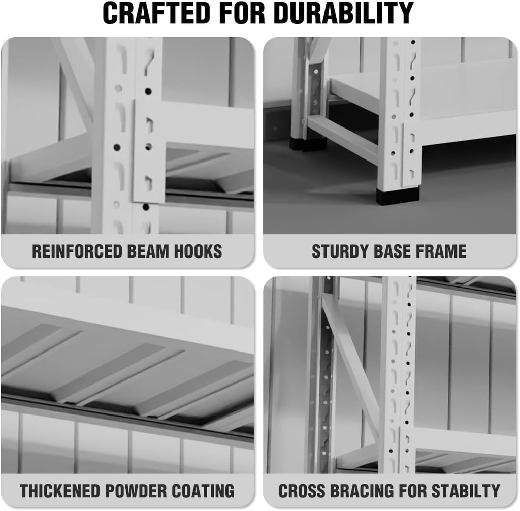 Heavy Duty Warehouse Shelving 4-Tier Industrial Steel Storage Shelves, 2600LB Capacity Per Shelf