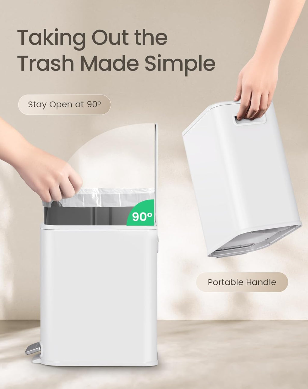 Cesun Small Bathroom Trash Can with Lid Soft Close, Step Pedal, 5 Liter / 1.3 Gallon Stainless