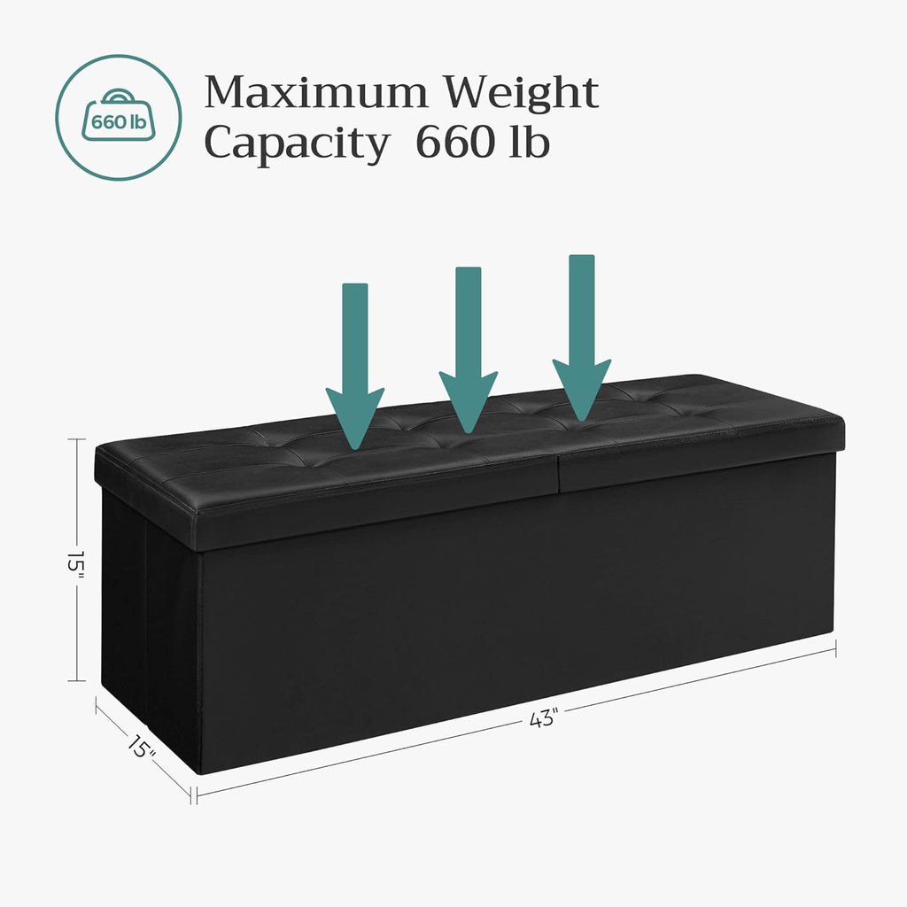 SONGMICS MAZIE Collection - 43 Inches Storage Ottoman Bench with Flipping Lid, Storage Chest with