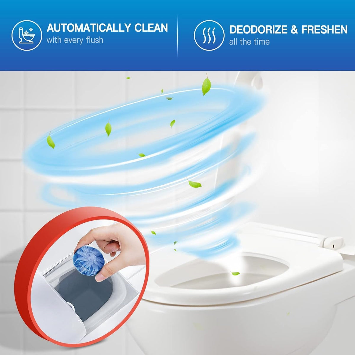 Vacplus Automatic Toilet Bowl Cleaner Tablets, Bathroom Toilet Tank Cleaner (50 PACK), VA-T165