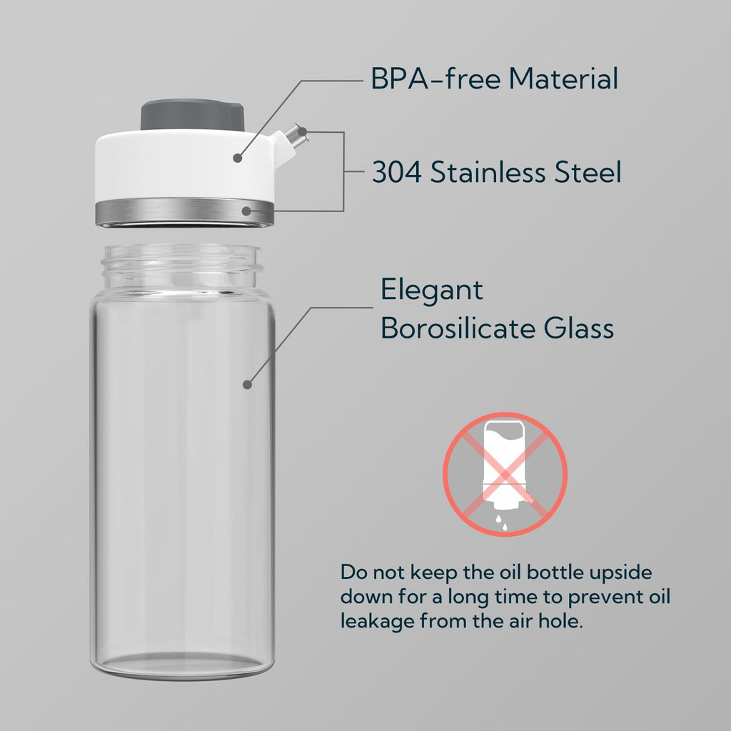 KITCHENDAO Precision Pour Glass Oil Dispenser 2-Piece Set with 3 Modes, Drip-Free Spout, Two