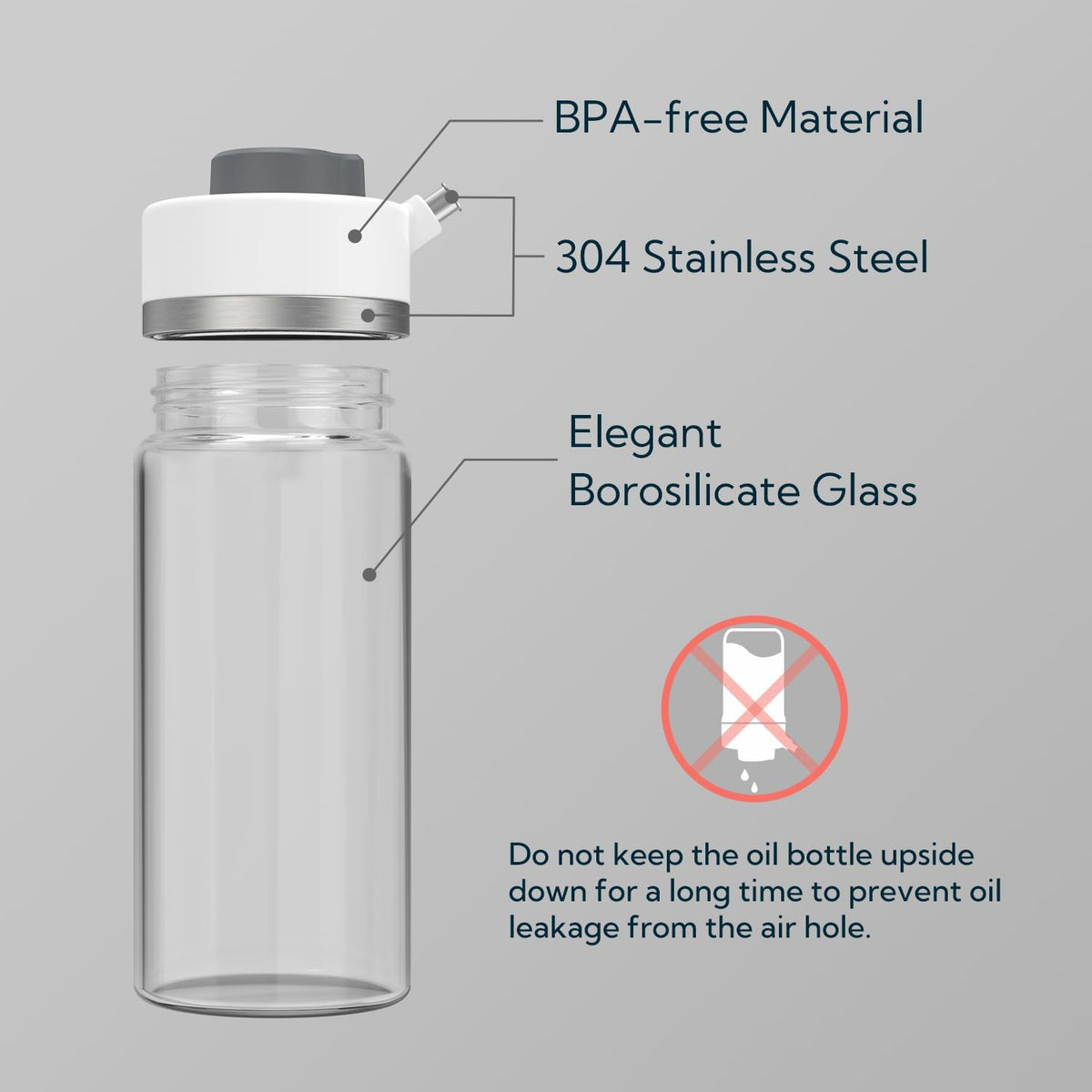 KITCHENDAO Precision Pour Glass Oil Dispenser 2-Piece Set with 3 Modes, Drip-Free Spout, Two