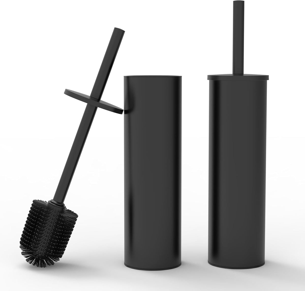 Toilet Brush and Holder Set, 2 Pack Stainless Steel Toilet Bowl Brush with Lid, Rust Proof Toilet