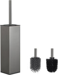 BVL Toilet Brush and Holder Set Gun Gray Freestanding Toilet Bowl Brush for Bathroom