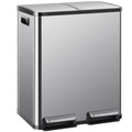 DUMOS Kitchen Trash Can, 2x8-Gallon Dual Trash Can with Lid, Stainless Steel Garbage Bin with 2