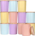 SHOWIN Thick Candle Jars for Making Candles 12 Pcs, 7 OZ Empty Jars with Wood Lids for Candle