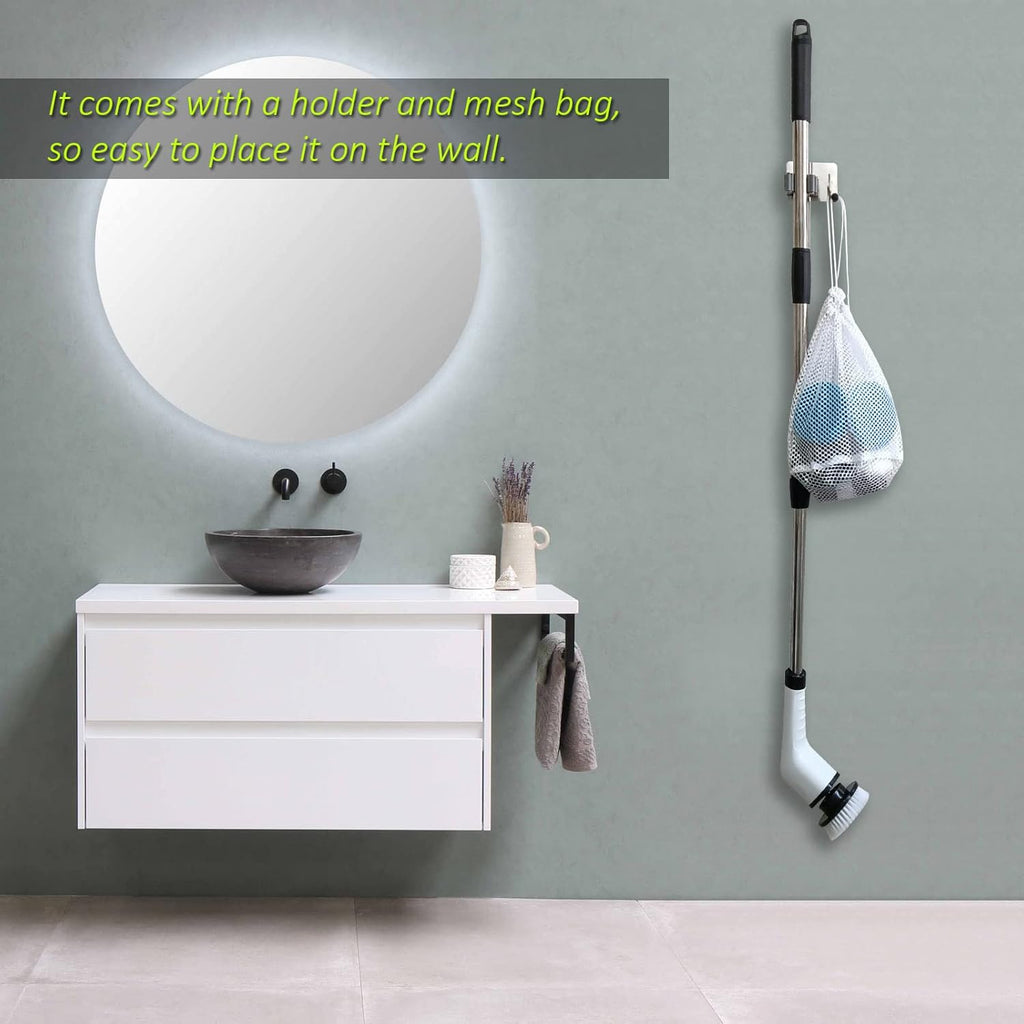 Electric Spin Scrubber, FARI Shower Cleaning Brush with 8 Replaceable Drill Brush Heads, Cordless