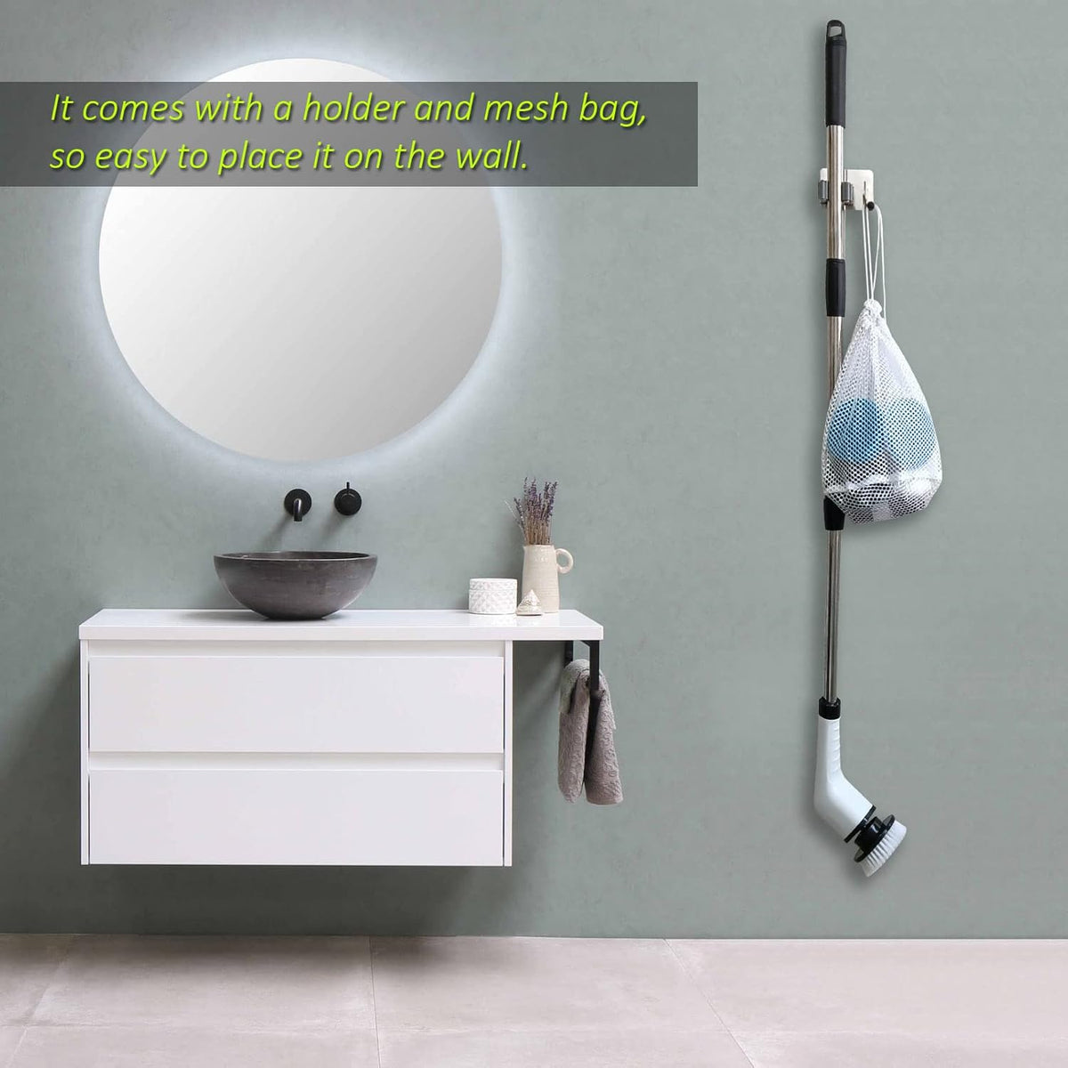Electric Spin Scrubber, FARI Shower Cleaning Brush with 8 Replaceable Drill Brush Heads, Cordless