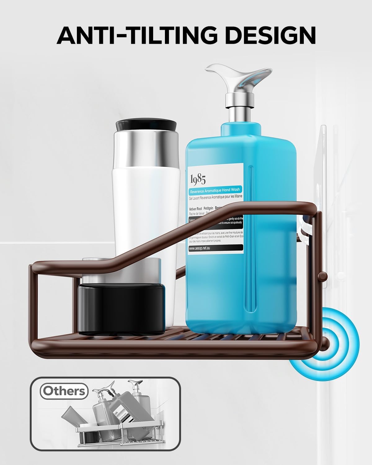 Nieifi Shower Caddy Shelf Storage Rack Adhesive Without Drilling Stainless Steel with Hooks for