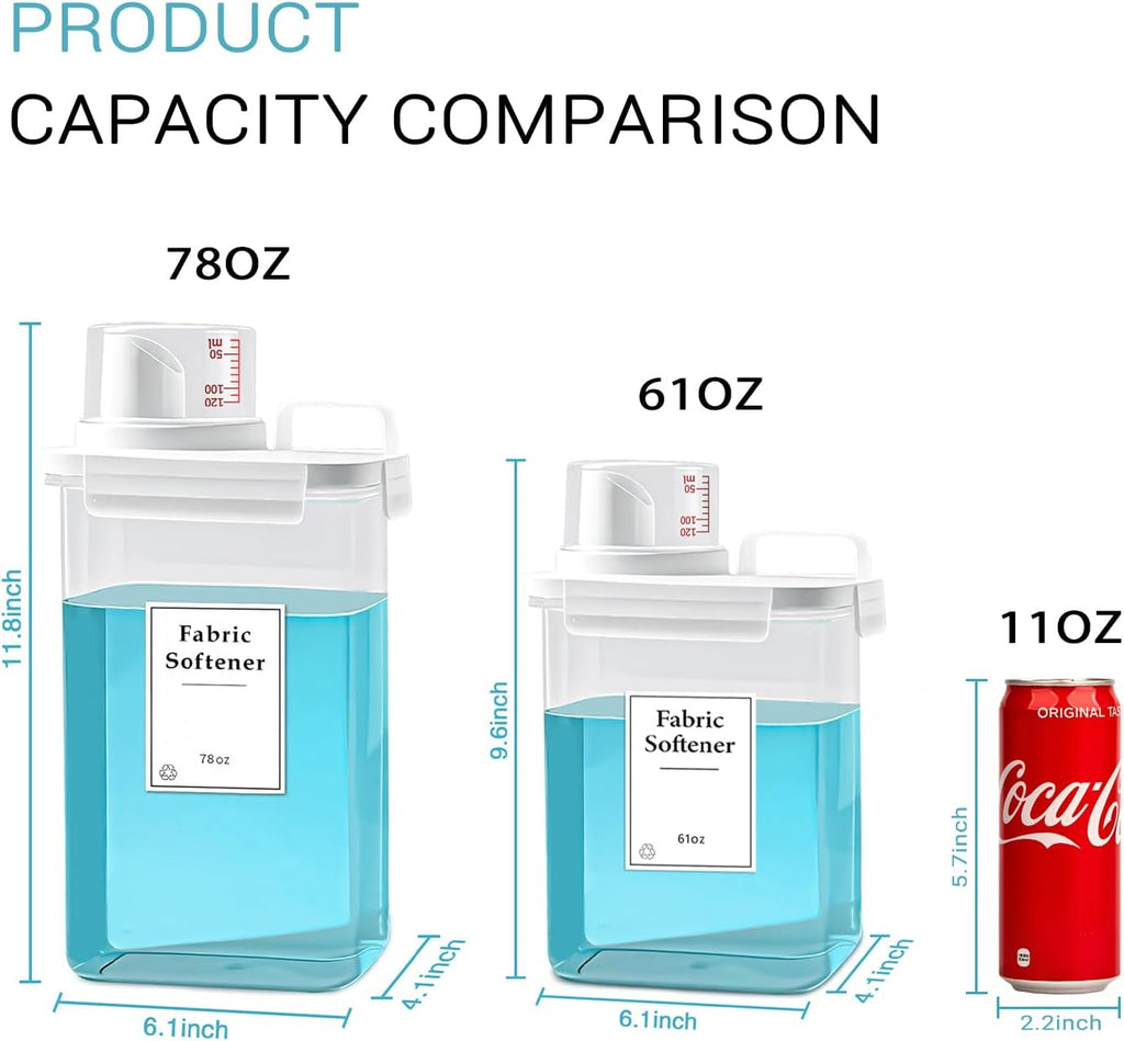 3 Pack Laundry Detergent Dispenser, 61oz Laundry Soap Dispenser, Refluxable Laundry Detergent