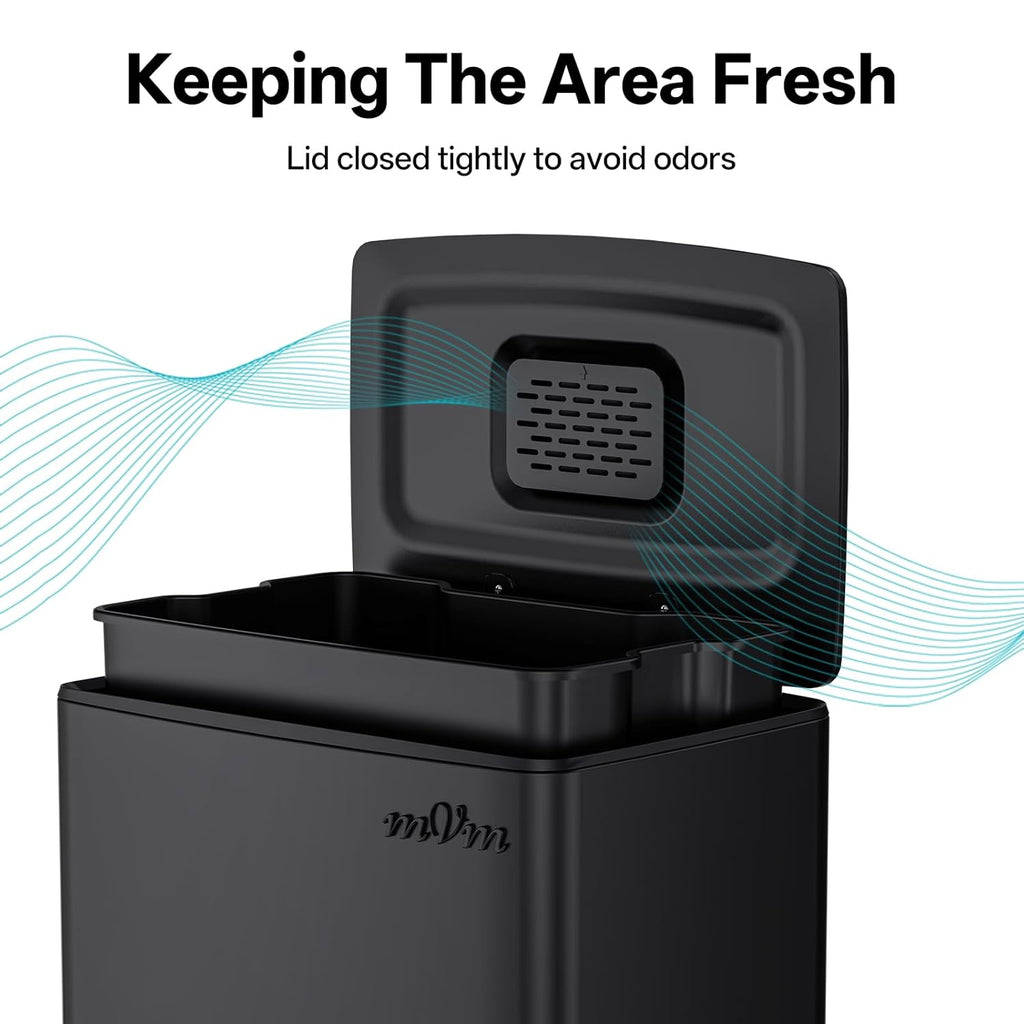 mVm 10.6 Gallon Heavy Duty Step Trash Can with Lid, Foldable Foot Pedal Bin for Kitchen Office