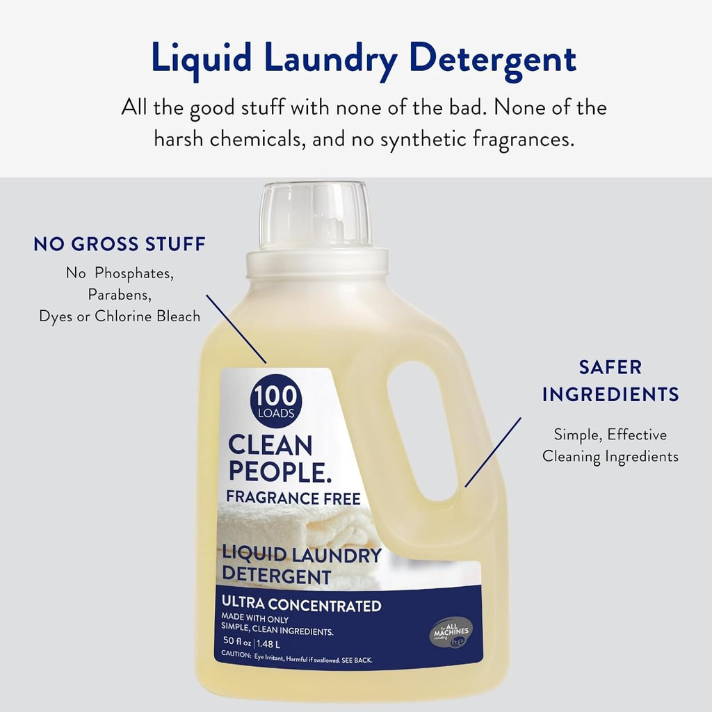 The Clean People Liquid Laundry Detergent - Recyclable Packaging, Stain Fighting - Ultra