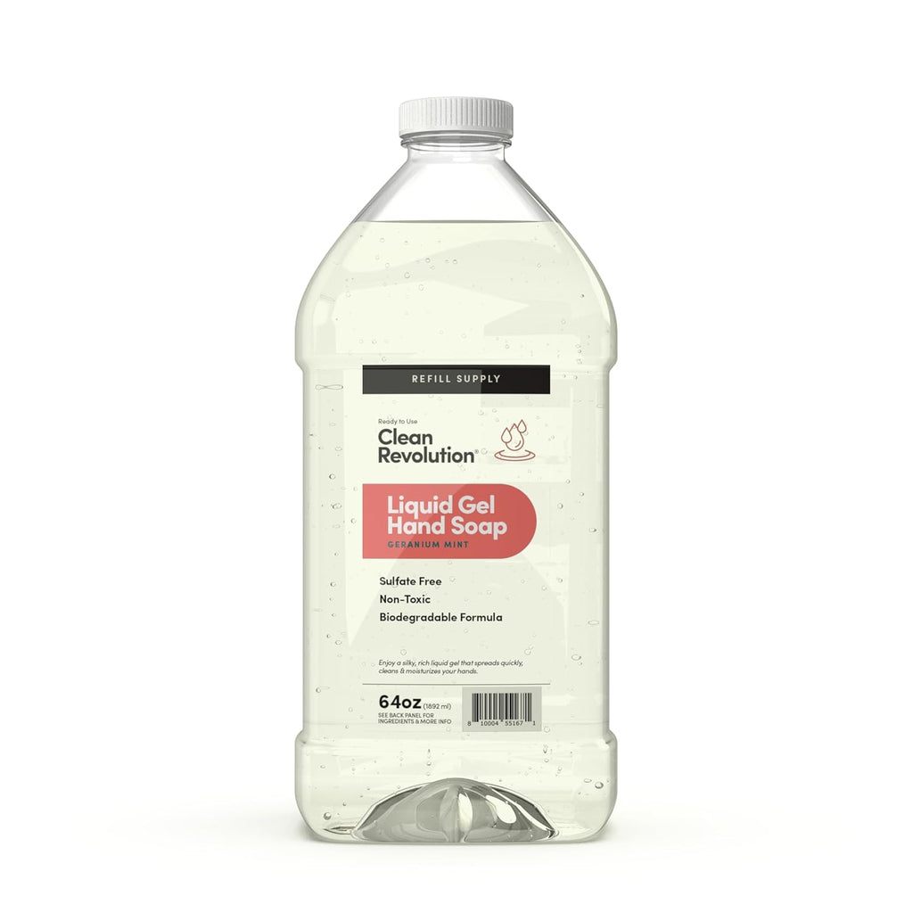 Clean Revolution Liquid Gel Hand Soap, Silky Rich Liquid, Quick Lather, Fast Rinsing, Contains Real