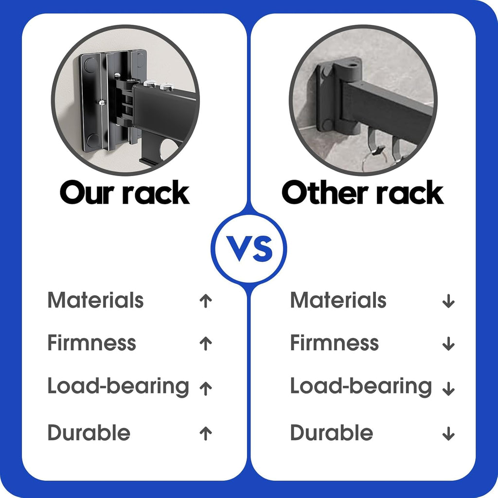 Clothes Drying Rack Foldable Wall Mounted Drying Rack 3 Fold Black-Laundry Drying Rack Durable