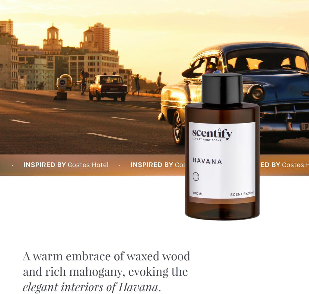 Scentify Havana Aroma Oil Refill Scent for Oil Diffusers - Oak Moss, Rum, Paprika, Mahogany Scents
