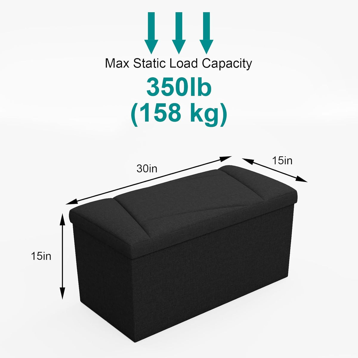 Folding Storage Ottoman Bench, 30 Inches Storage Chest, End of Bed Bench,Folding Ottoman for