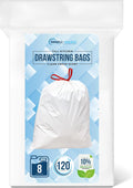 SIMPLI-MAGIC 8 Gallon Drawstring Trash Bags, 120 Pack – Tall Kitchen Garbage Bags, Custom Made with