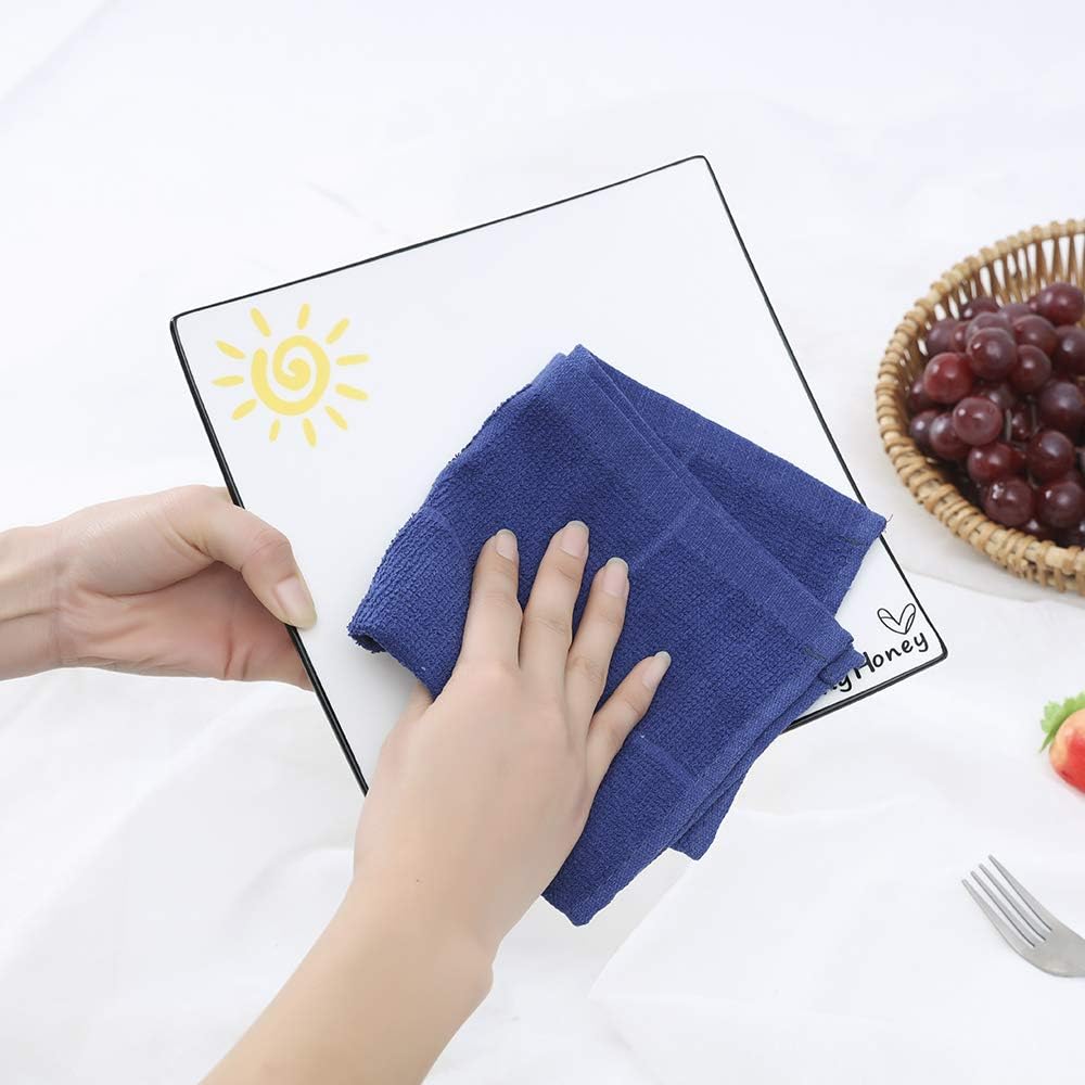 Glynniss Blue Dish Cloths Kitchen Highly Absorbent Navy Dish Rags 100% Cotton Dish Cloths for