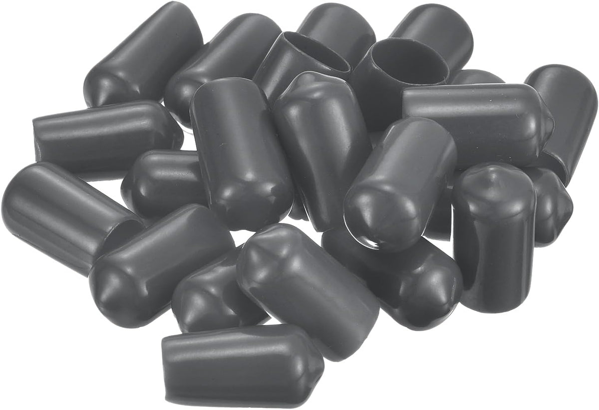 uxcell 20pcs Rubber End Caps 4.5mm ID Vinyl Round Tube Bolt Cap Cover Thread Protectors Dark Grey