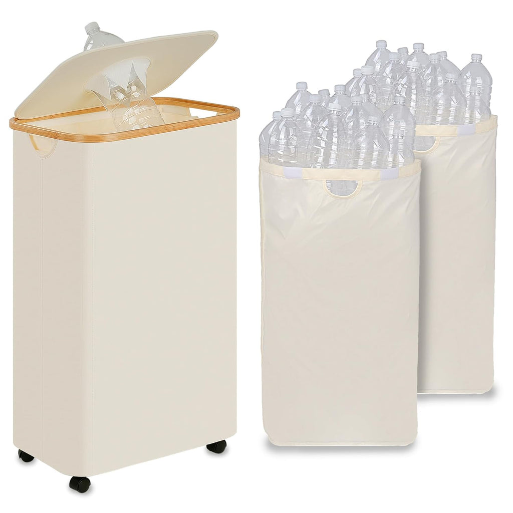Recycling Bin for Kitchen, Indoor Home Recycle Bins with Wheel, 29 Gallons Large Recycling bin with