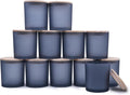 14 OZ Thick Candle Jars for Making Candles 12 Pcs, 3 Wick Empty Jars with Wood Lids for Candle