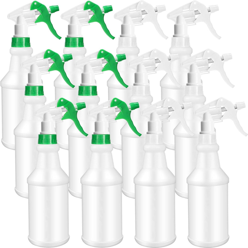 Eccliy 12 Pcs 16 Oz Plastic Spray Bottle, Adjustable Empty Reusable Sprayer for Cleaning, Planting
