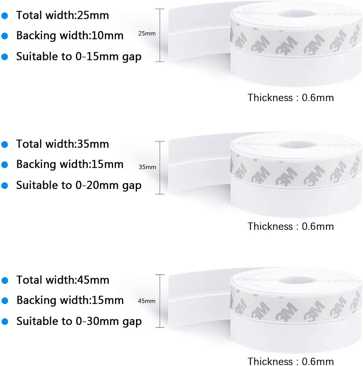 TAROSE Weather Stripping, Silicone Door Seal Strip Door, Window, Transparent 16 Feet Long, White