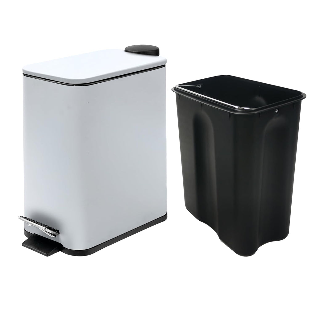 Stainless Steel Small Trash Can with Lid & Step Pedal - 6 Liters/1.6 Gallon Soft Close Garbage Can