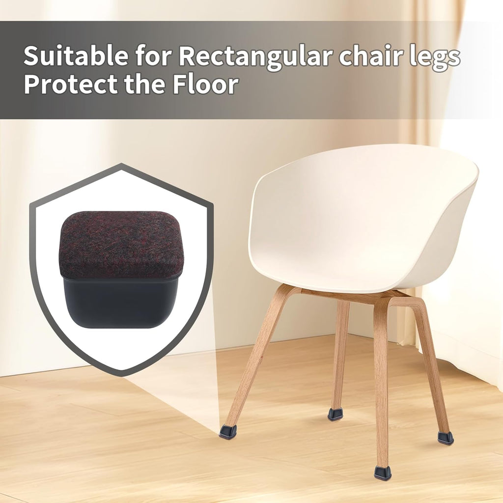 Ezprotekt 8 Pcs Rectangle Black Felt Chair Leg Floor Protectors for Hardwood Floors, Rectangle