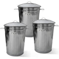 Plexon Round Trash Can 13 Gallon, Vintage Metal Outdoor Trash Can with Lid, Retro Farmhouse Garbage
