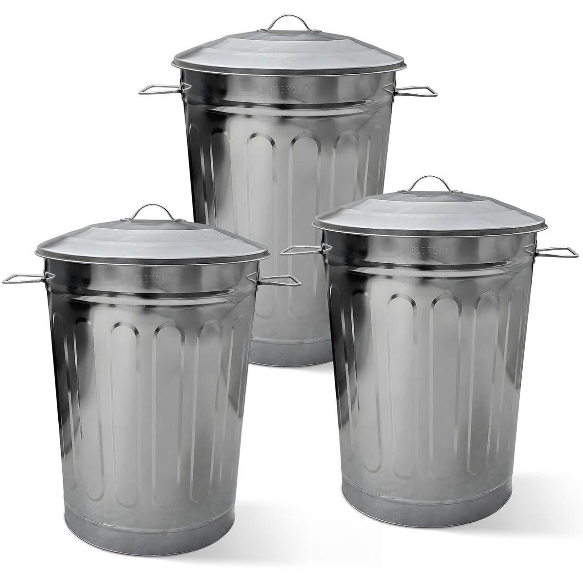 Plexon Round Trash Can 13 Gallon, Vintage Metal Outdoor Trash Can with Lid, Retro Farmhouse Garbage