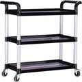 Plastic Utility Carts with Wheels, Heavy Duty 510lbs Capacity Rolling Service Cart, 3-Tier