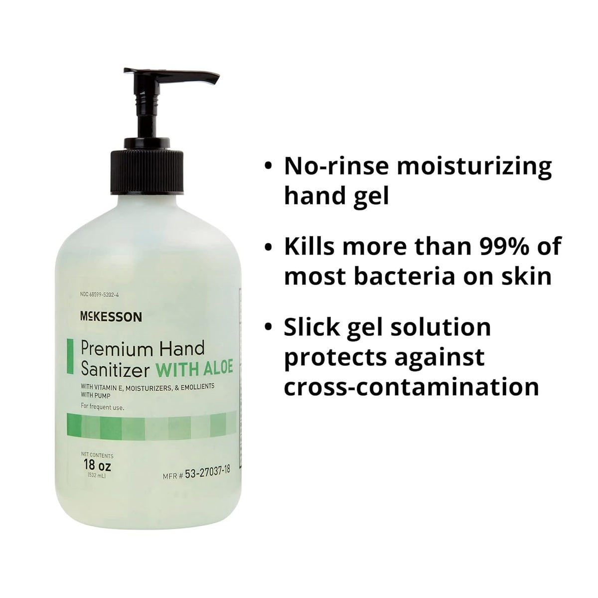 McKesson Hand Sanitizer with Aloe, 18 oz Pump Bottle [Pack of 2] – 70% Ethyl Alcohol, Spring Water